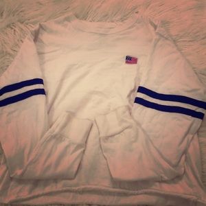 H&M Crop Top w/ flag design/ two stripes on arms